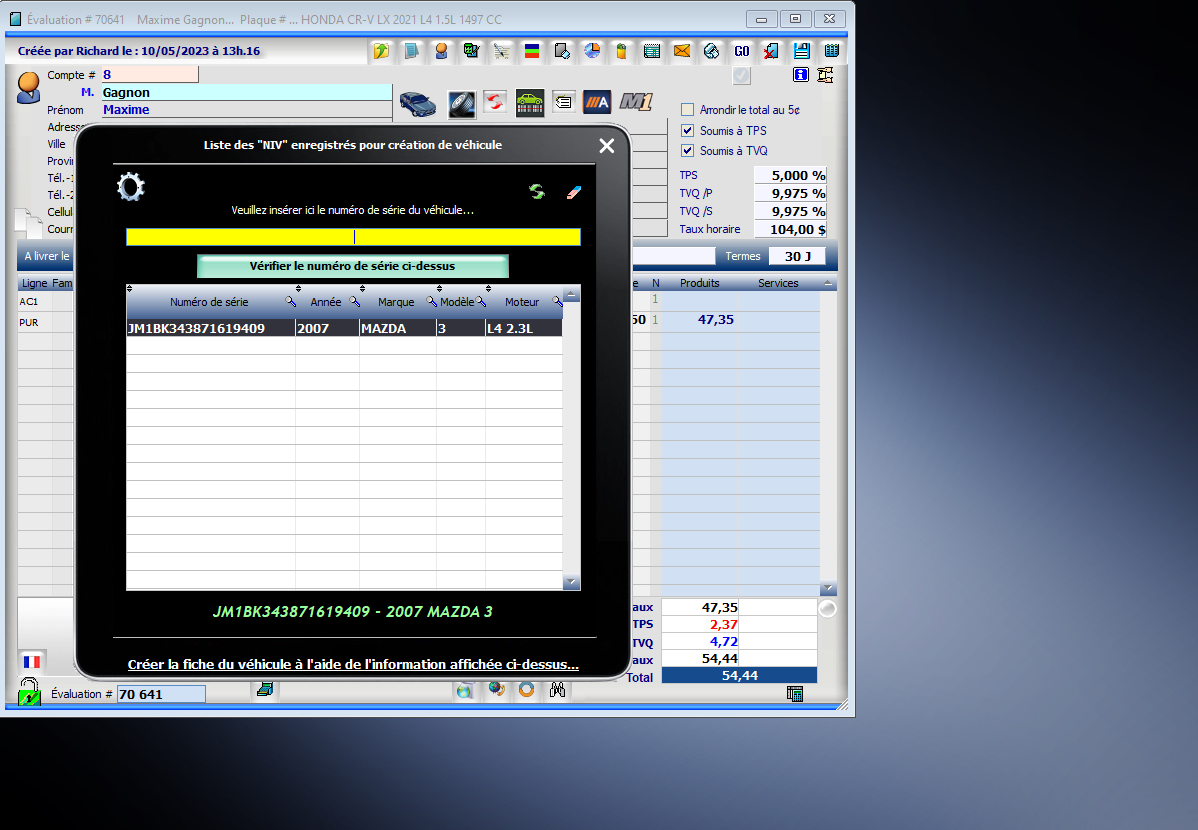 Exemple de balayse d'un NIV à l'aide de lecteur